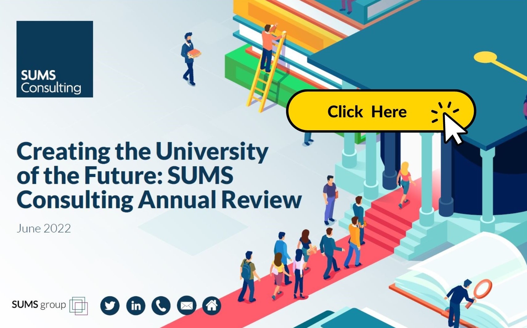 SUMS annual Review cover with click here button