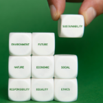 Image of building blocks with words about sustainability